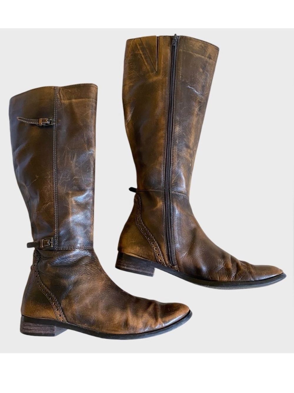 Valerie Stevens Randolph Tall Leather Boots Sz 6.5 Brown Fume Equestrian Riding